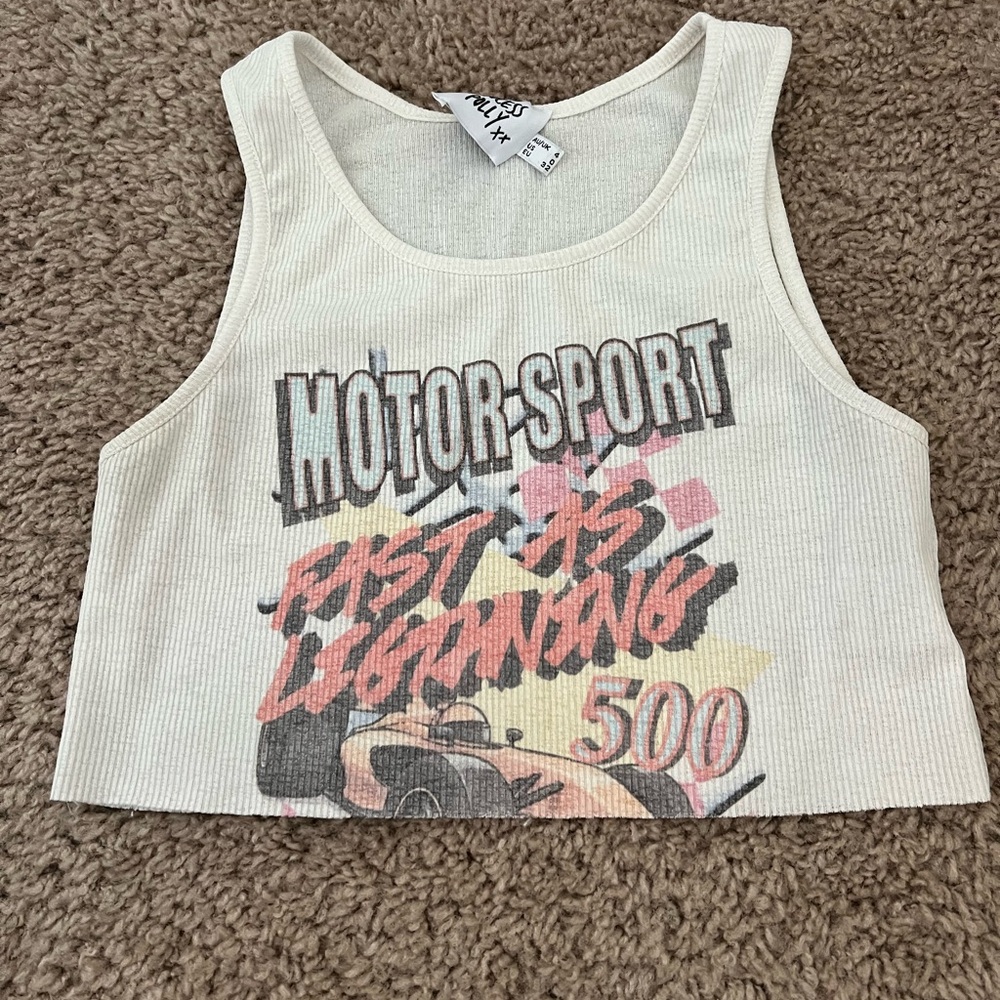 Princess Polly Cream Motorsport Crop Top